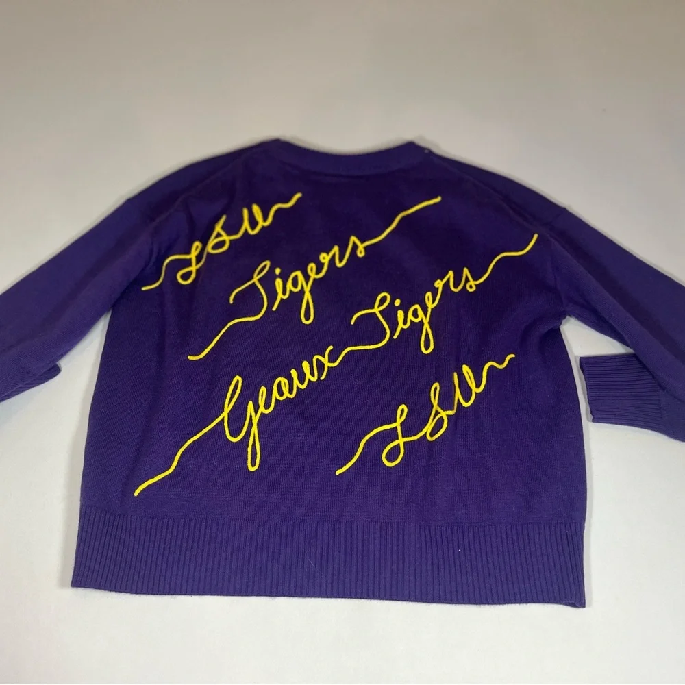 KadyLuxe Women's Purple LSU Tigers Love Note Embroidered Sweater- Small - Picture 12 of 12